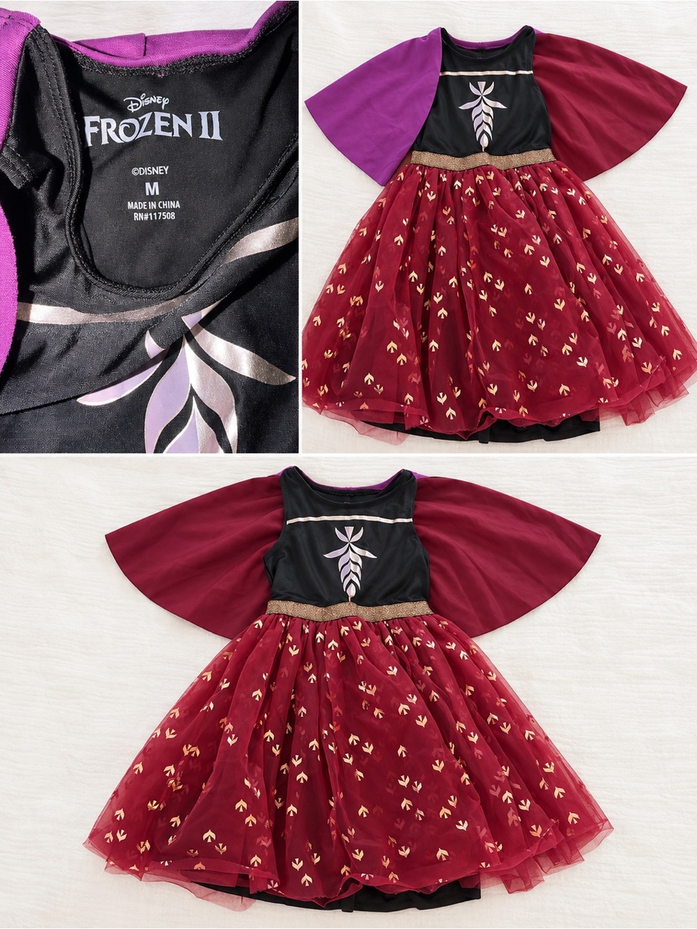 Disney Burgundy, Purple & Black Anna-Inspired Girls' Costume Dress